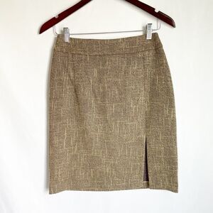 🟢Jennifer Jill Brown Woven Skirt Front Slit size 26